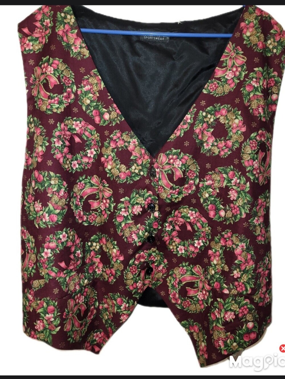 Saddle River Sportswear Vintage Christmas Vest Santa Poinsettia Floral NWT 3X